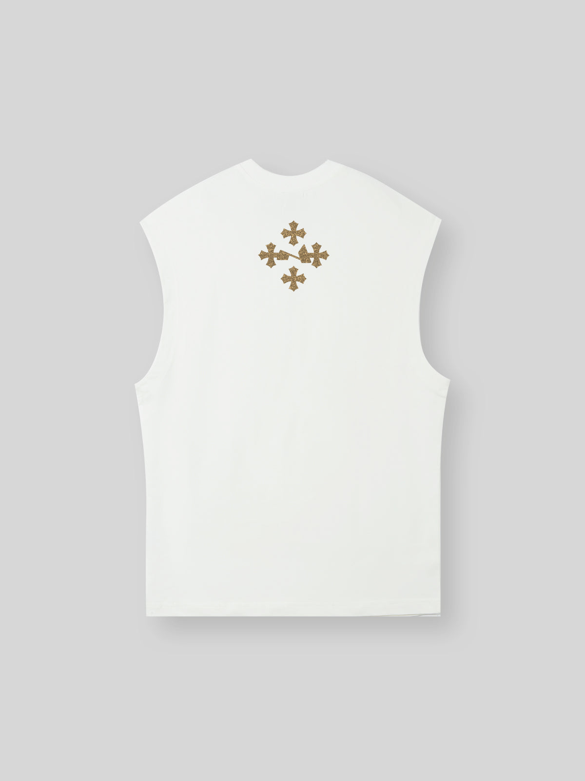 Cross Necklace Print 270g Sleeveless Round Neck Tank Top