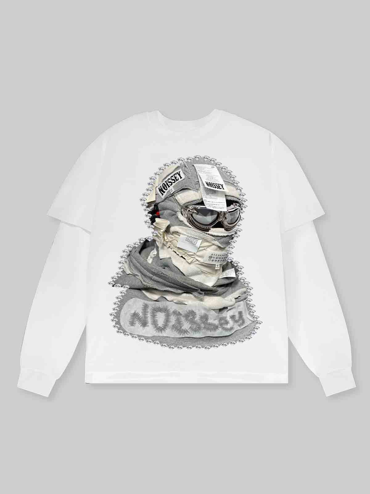 Shattered Collage Masked White long sleeve set