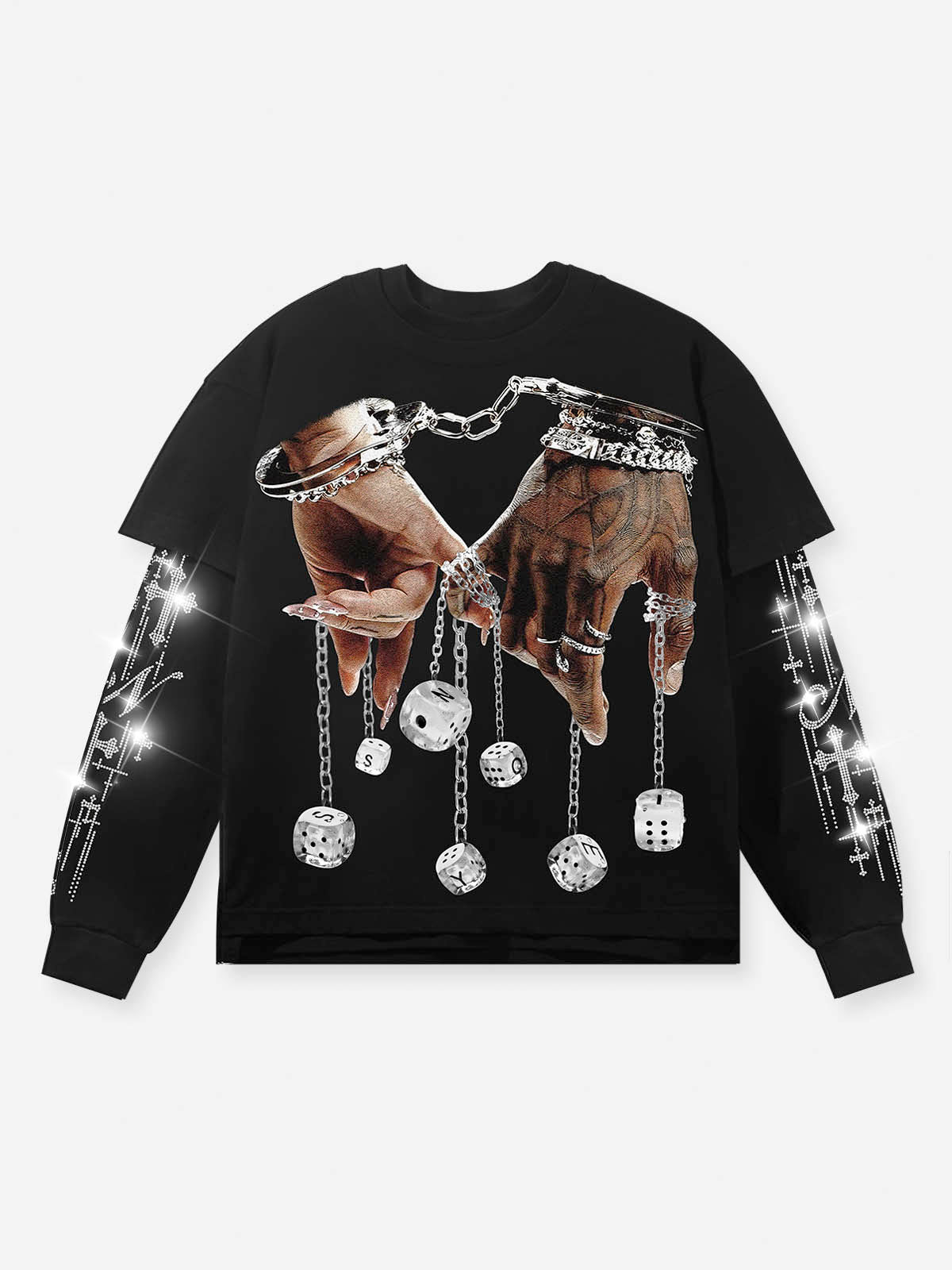 "Make a Promise" Print Long Sleeve with Diamond Accents on Sleeves