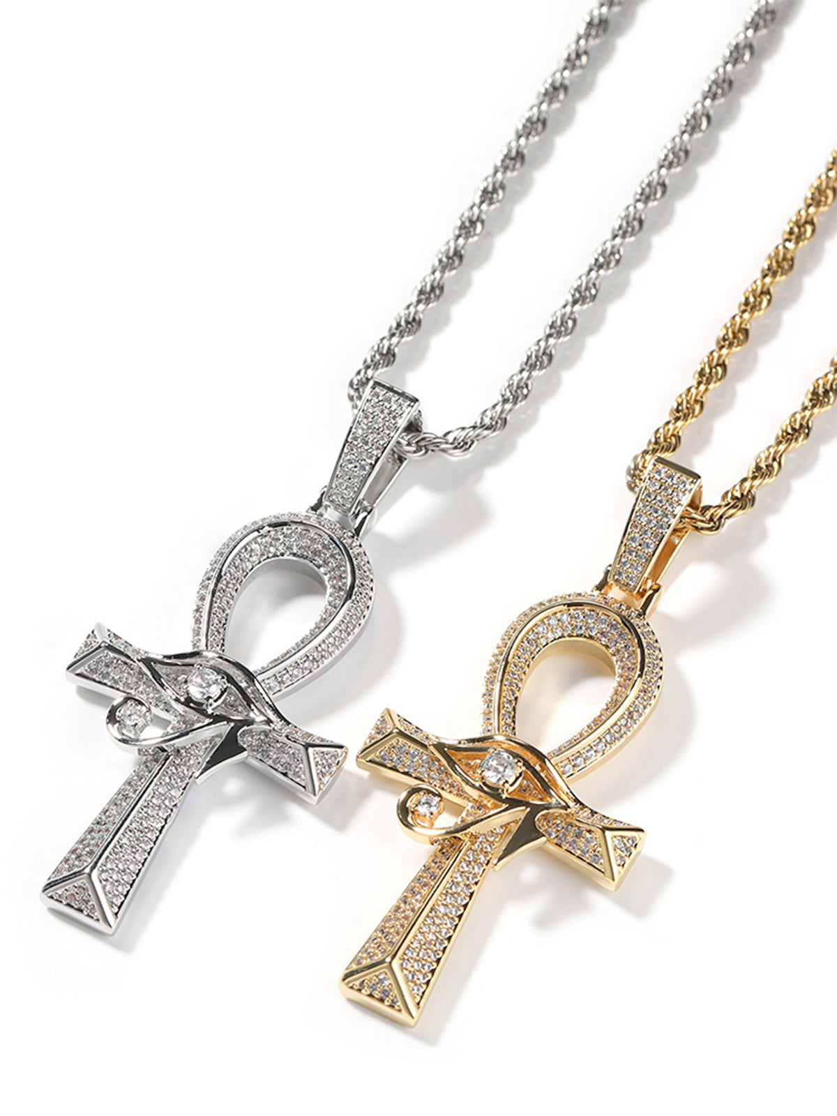Horus Eye Cross Diamond Necklace