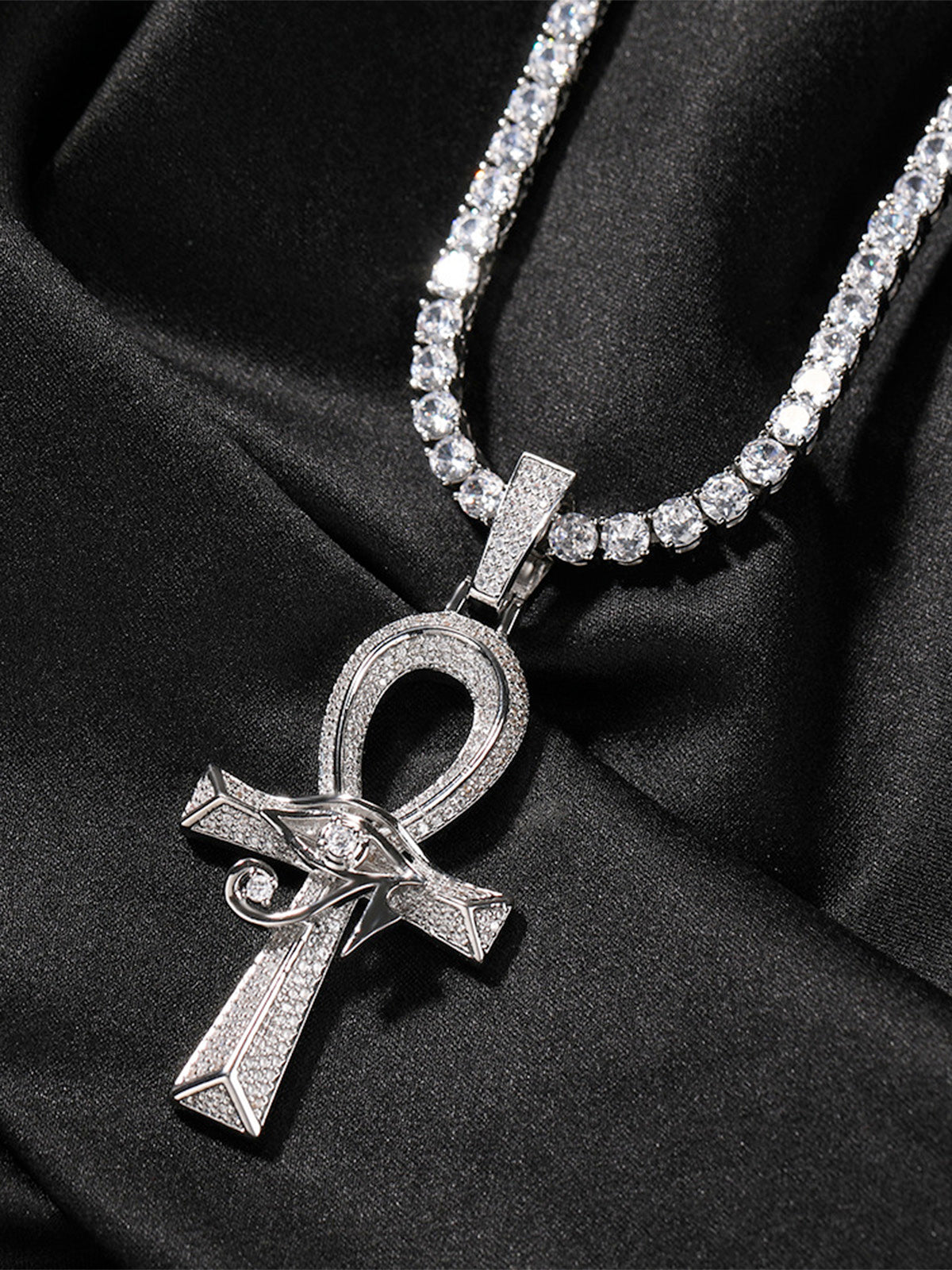 Horus Eye Cross Diamond Necklace