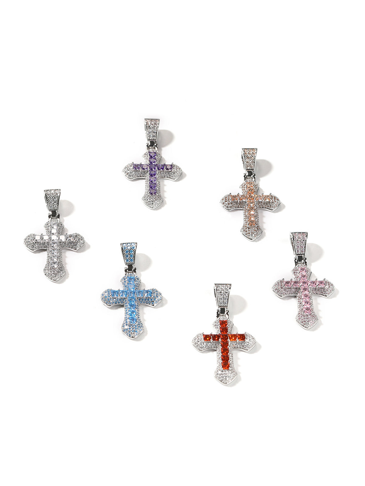 Collier croix entièrement pavé