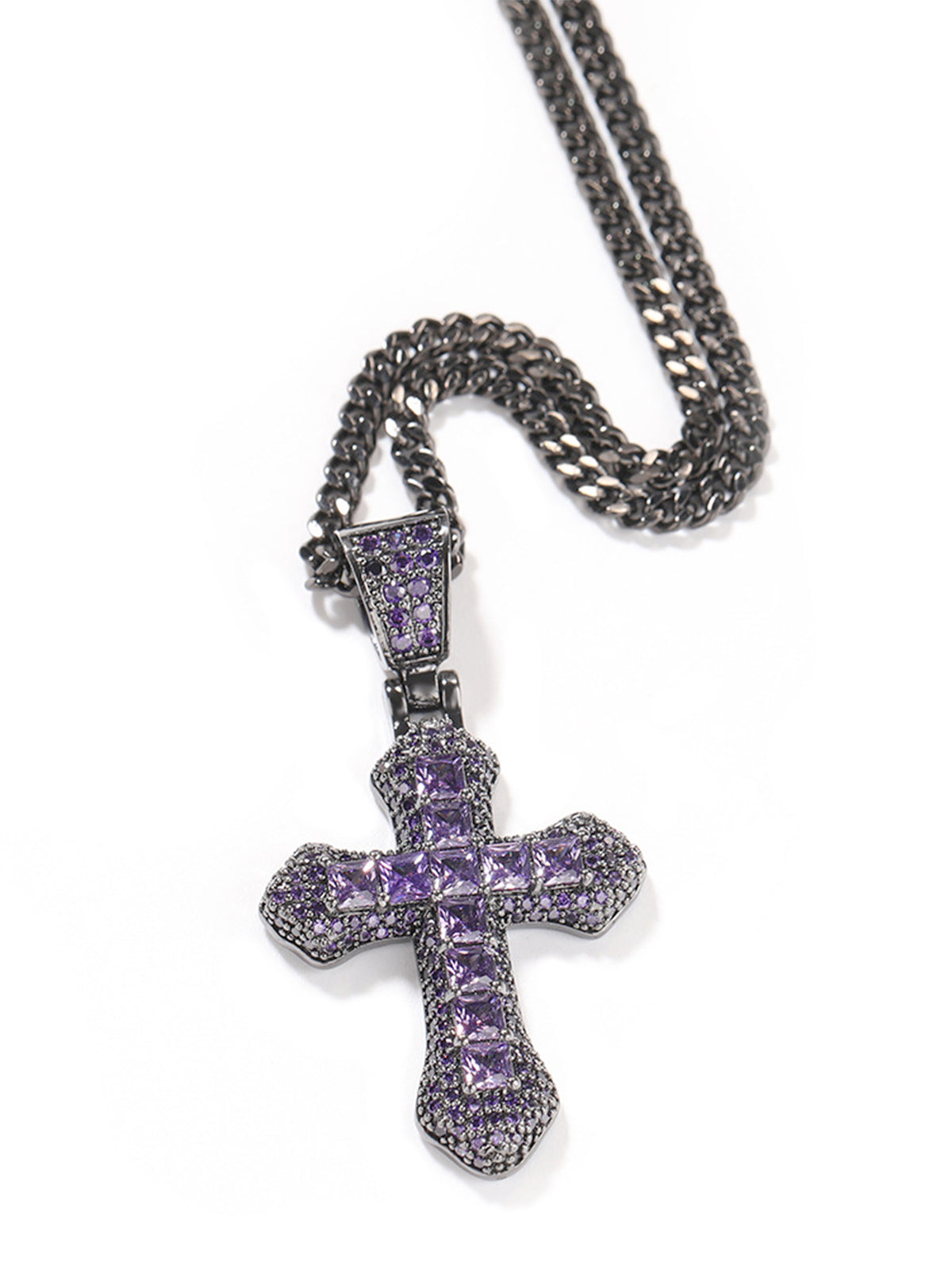 Collier croix entièrement pavé