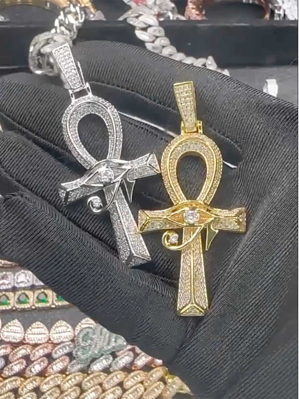 Horus Eye Cross Diamond Necklace