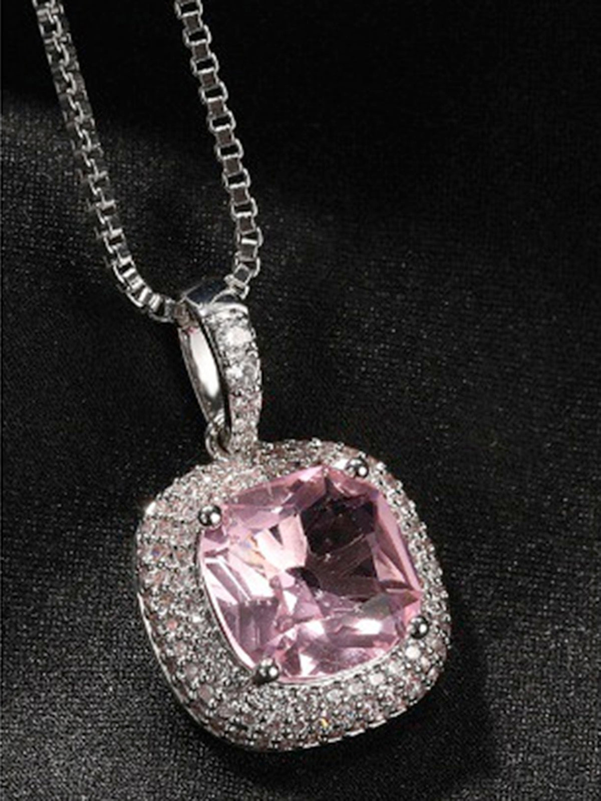 Pink square gemstone Necklace