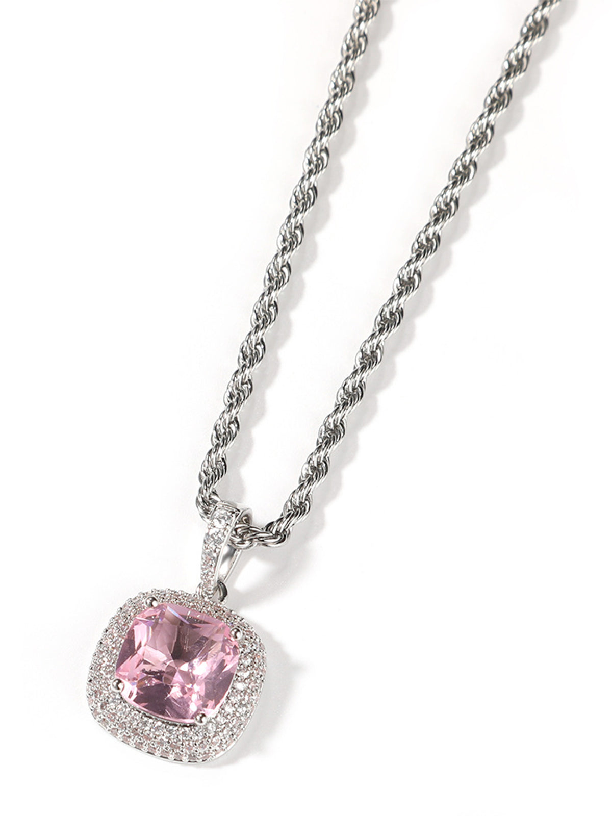Pink square gemstone Necklace