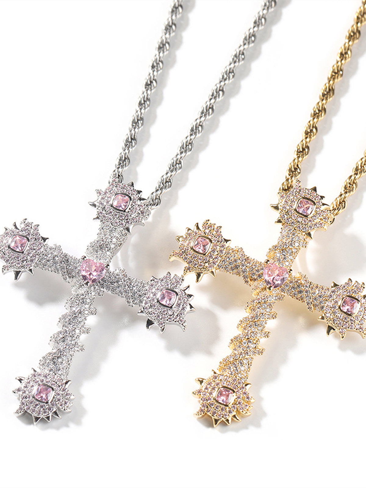 Cross Purple Diamond Necklace