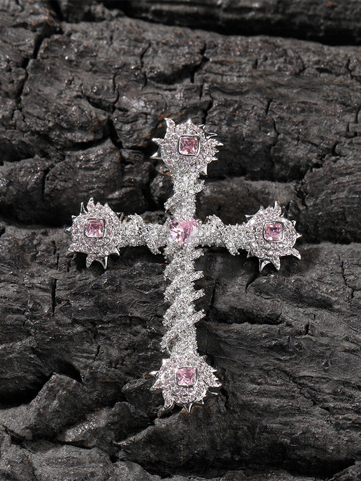 Cross Purple Diamond Necklace