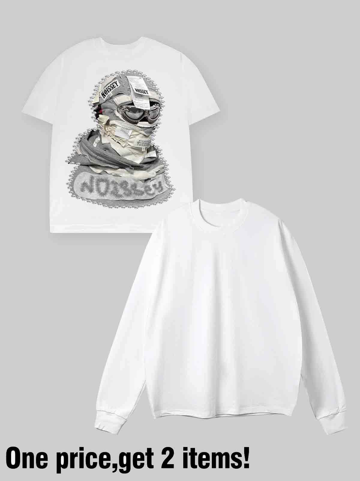 Shattered Collage Masked White long sleeve set