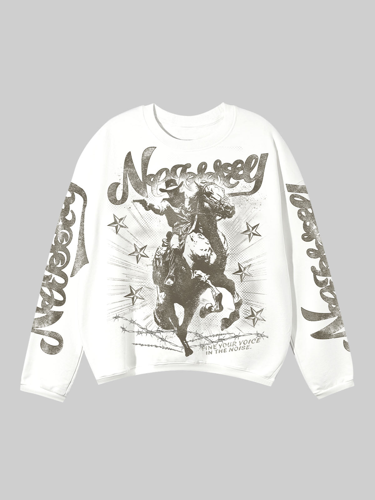 Vintage Distressed Denim Printed Air-Layer Long-Sleeve Shirt