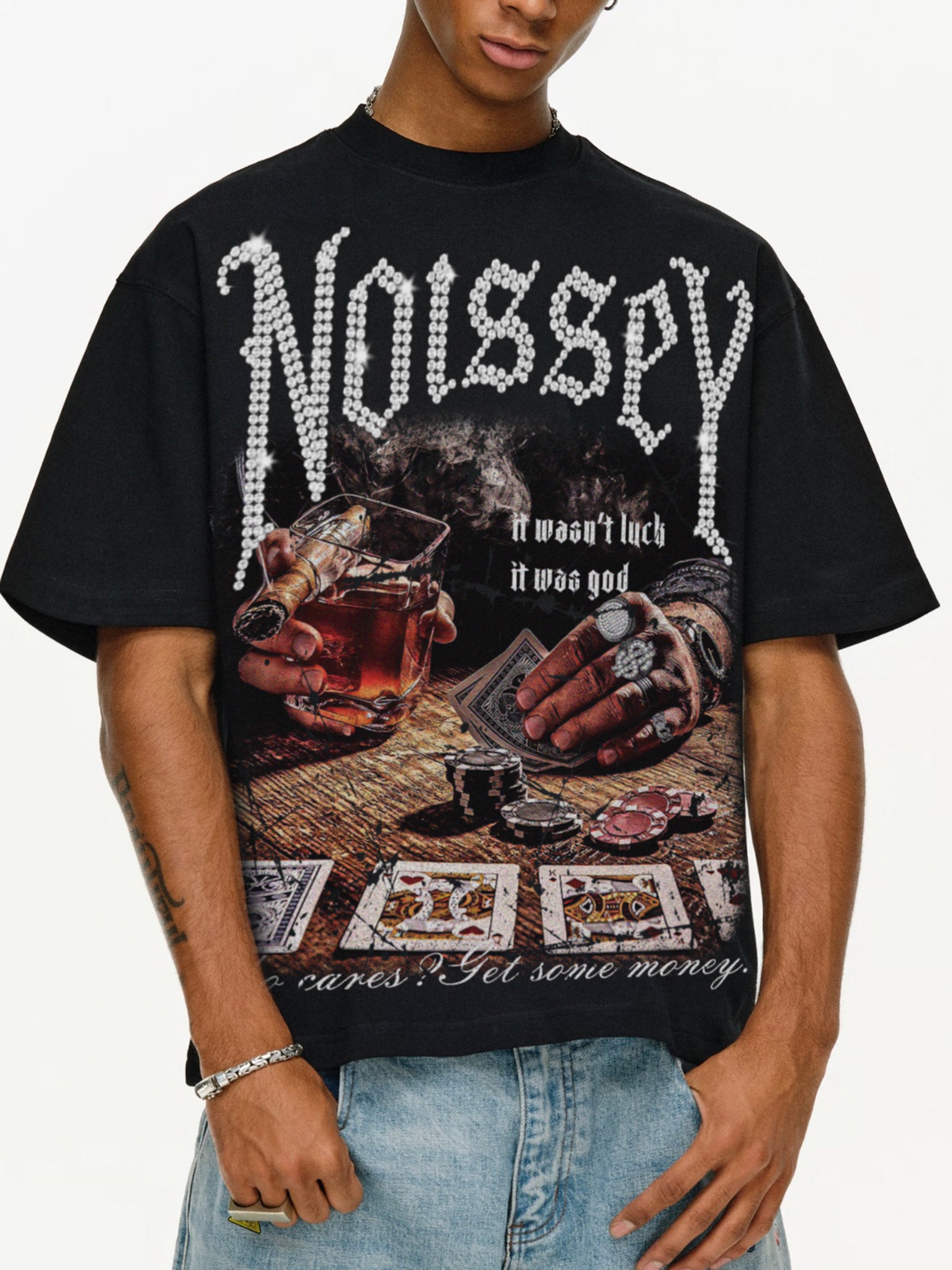 Boxy Oversized T-Shirt "WHO? CARES GET SOME MONEY"