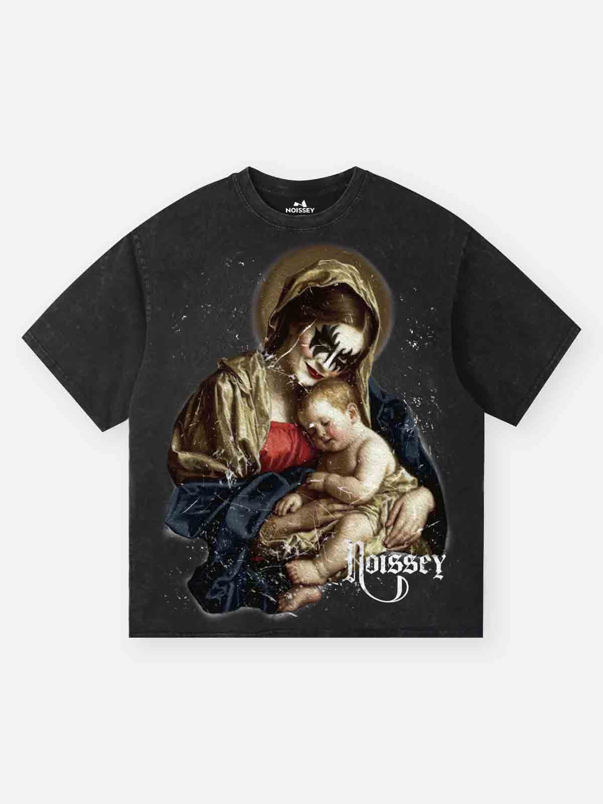 "Kiss" washed print T-shirt
