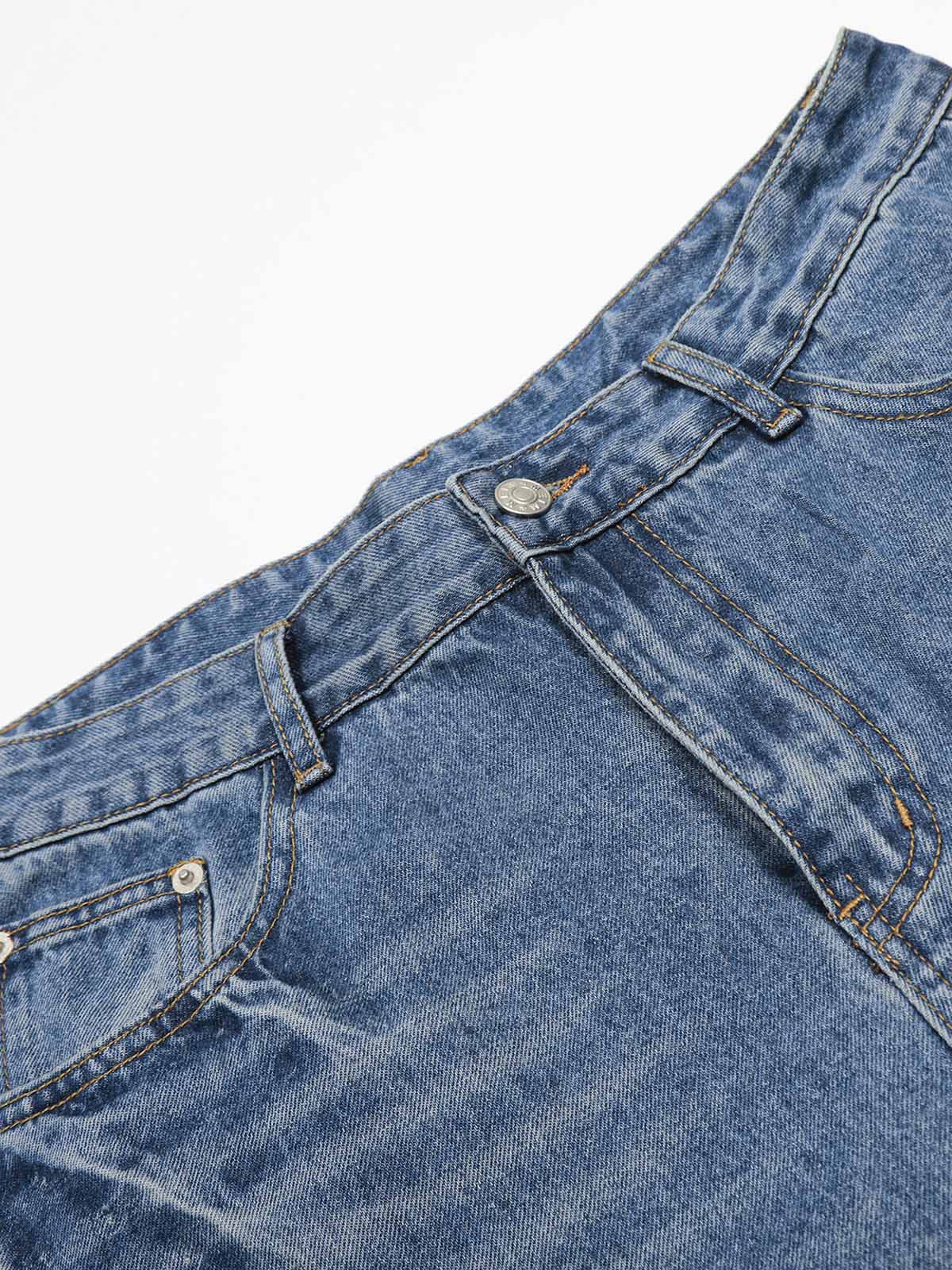Blue Straight-leg Center-crease Jeans