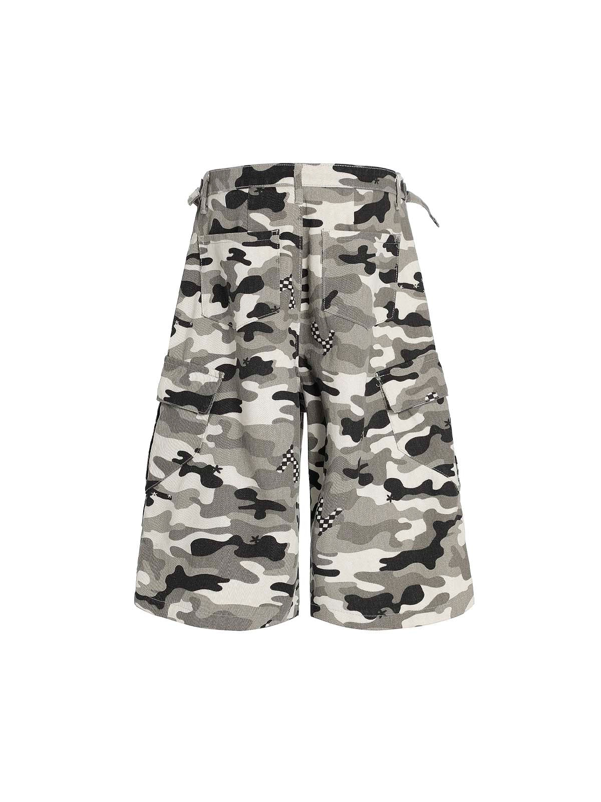 Camouflage straight-leg mid-length jeans size smaller