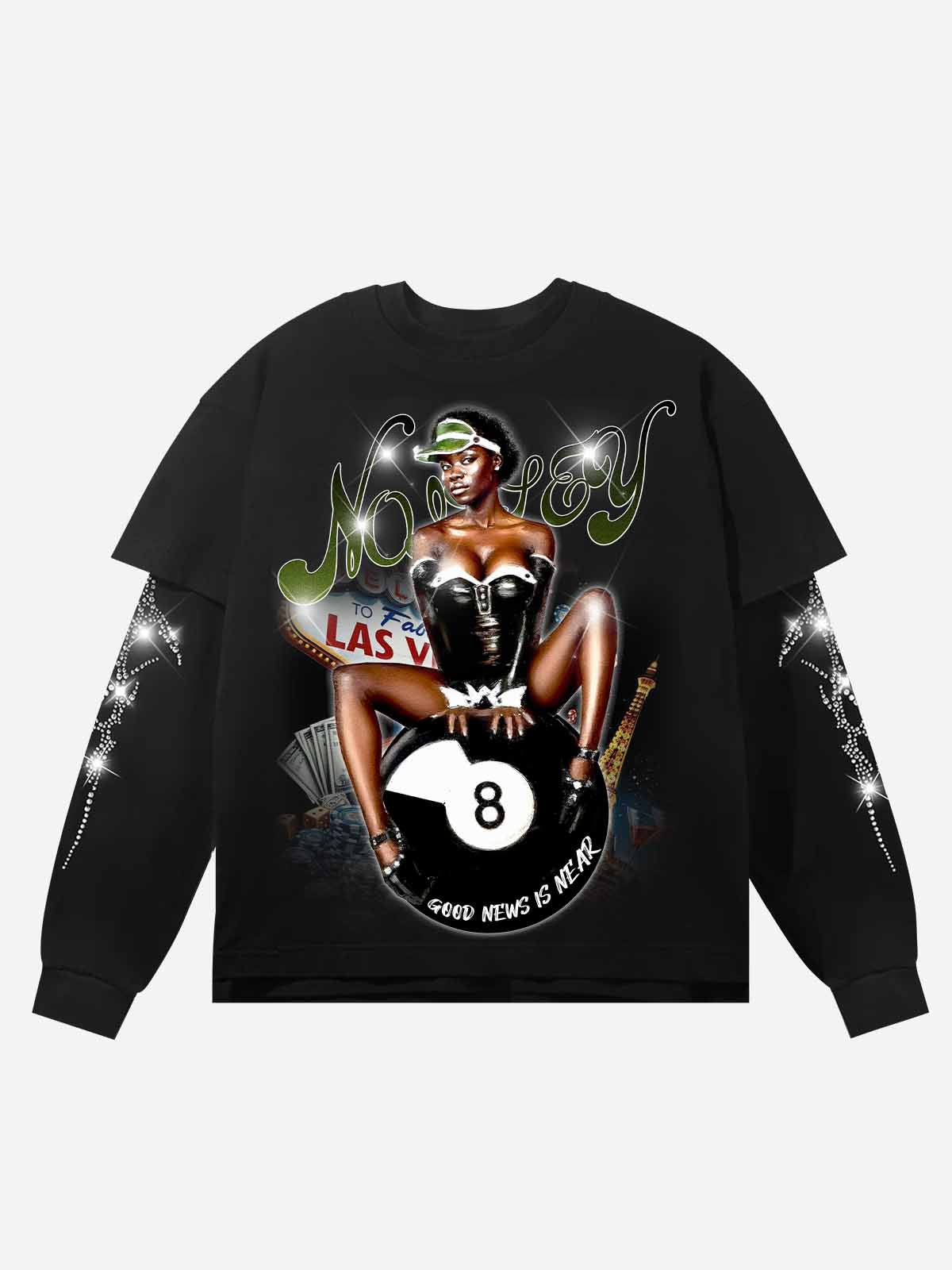 Sexy Lady Black True Two-Piece Sequin Long-Sleeve Shirt
