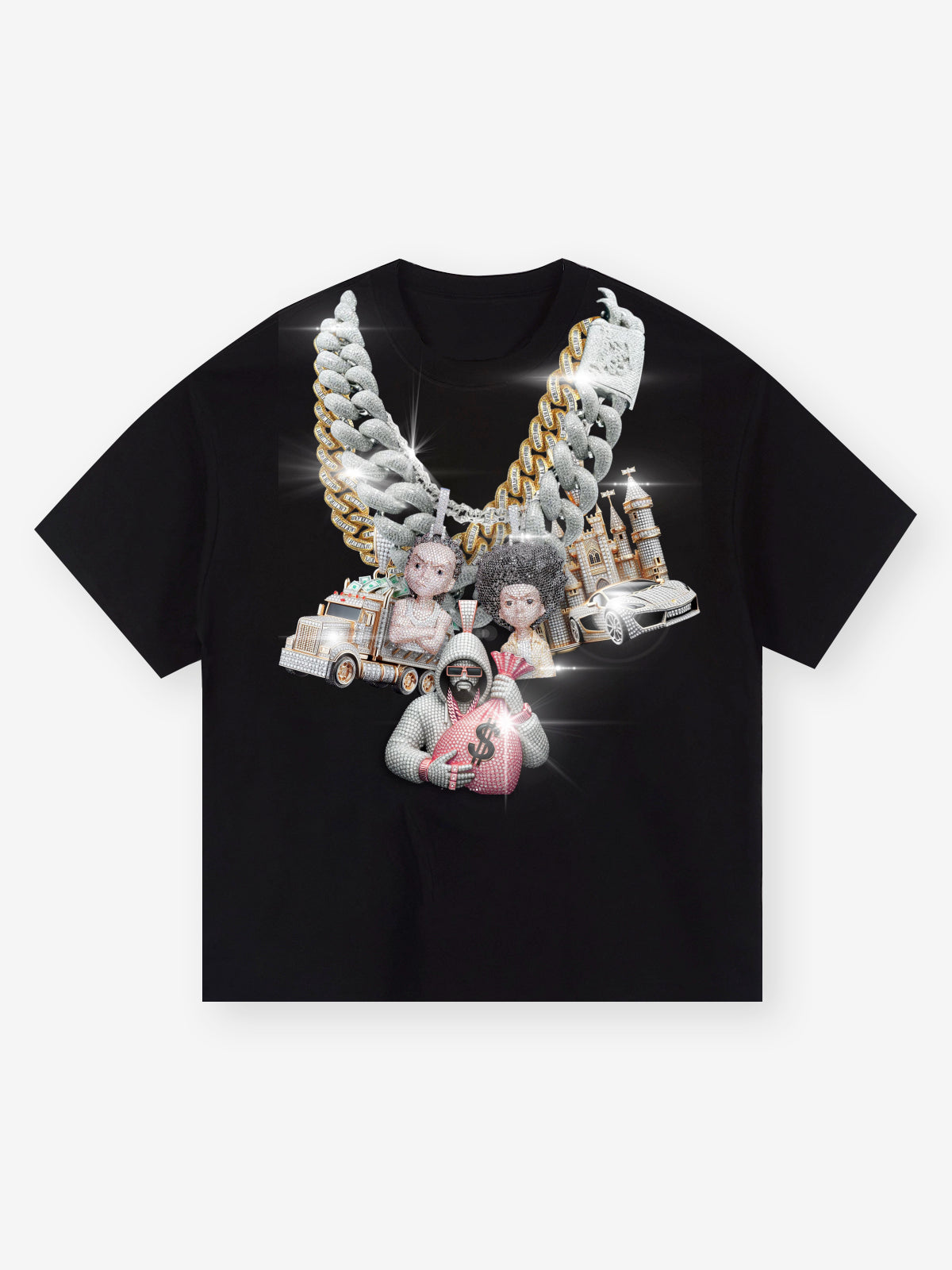 T-shirt imprimé exclusif avec collier en diamant BOUNCE BACK©