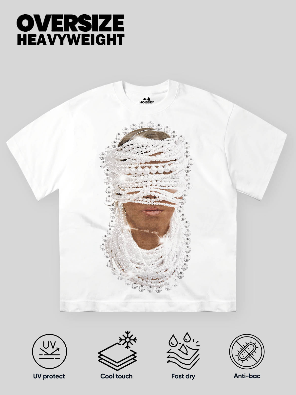 BOUNCE BACK© pearl-embellished printed graphic T-shirt