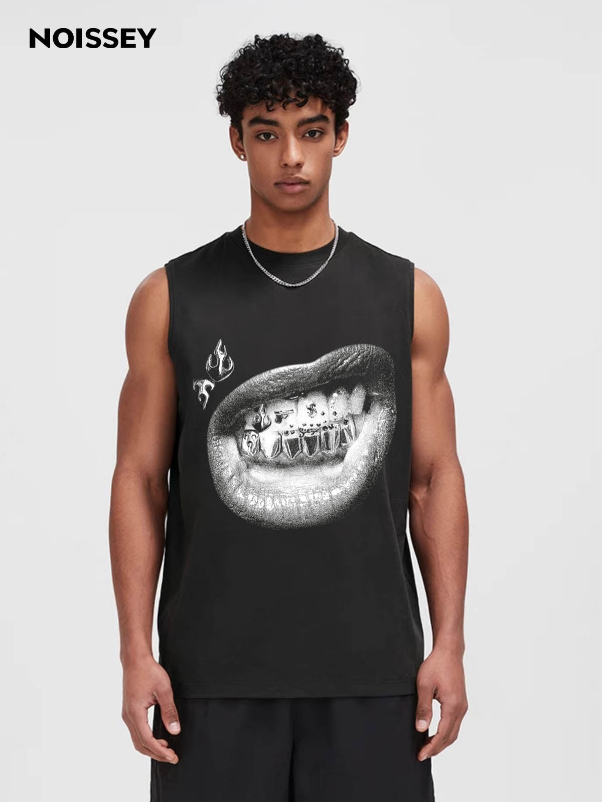 Personalized Lip and Tooth Patch White Print Tank top