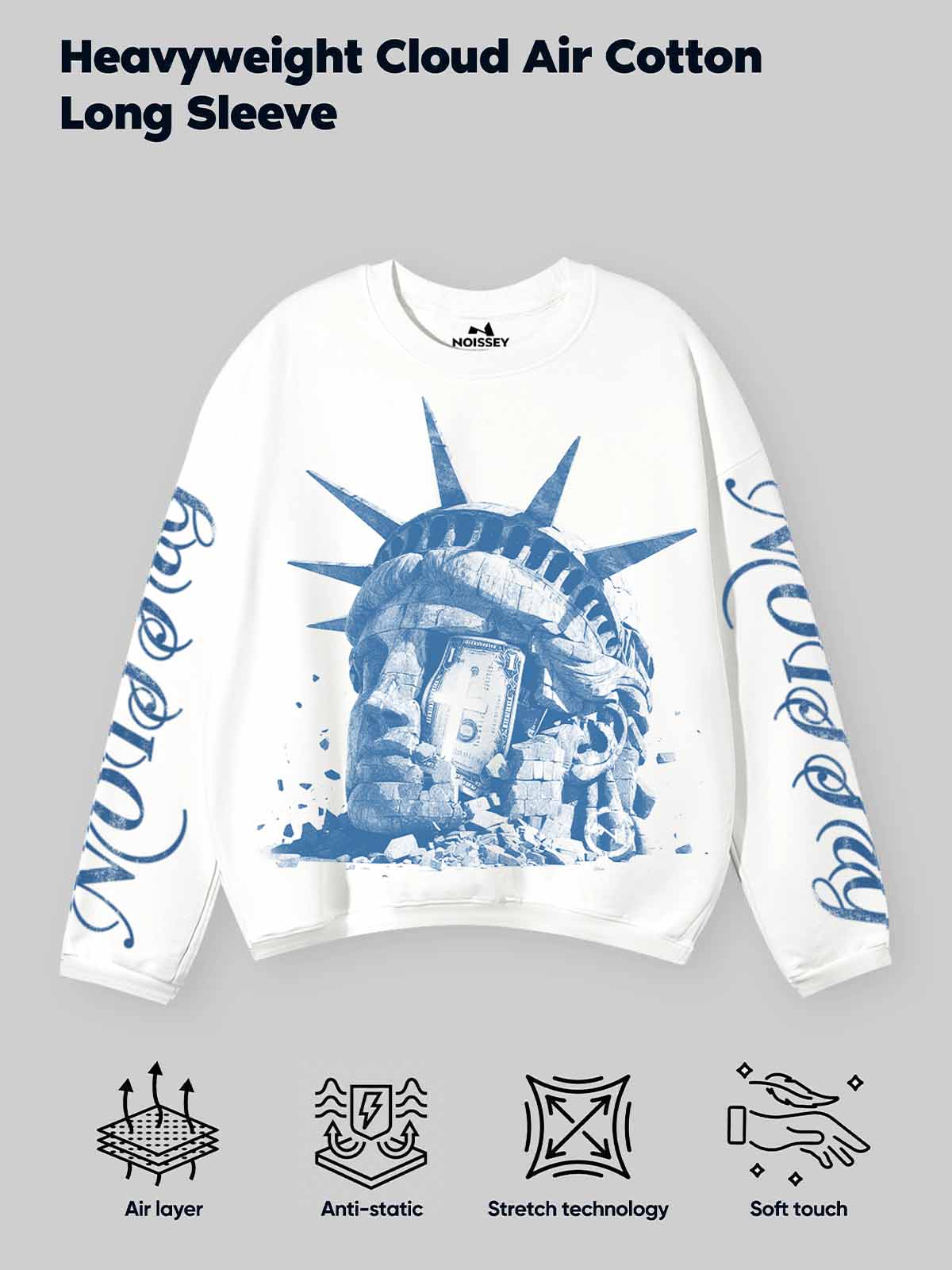 Broken Statue of Liberty Print Air Layer Long Sleeve