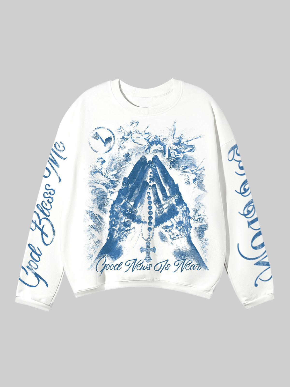 Blueprint Praying Hands Art Print Air-Layer Long Sleeve
