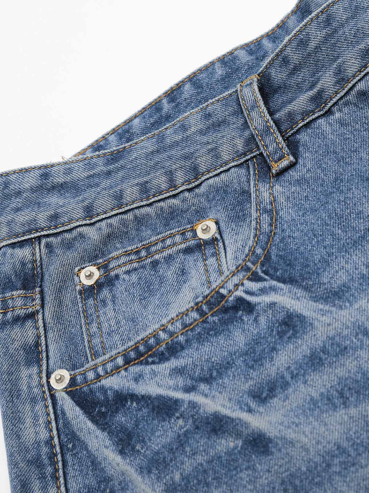Blue Straight-leg Center-crease Jeans