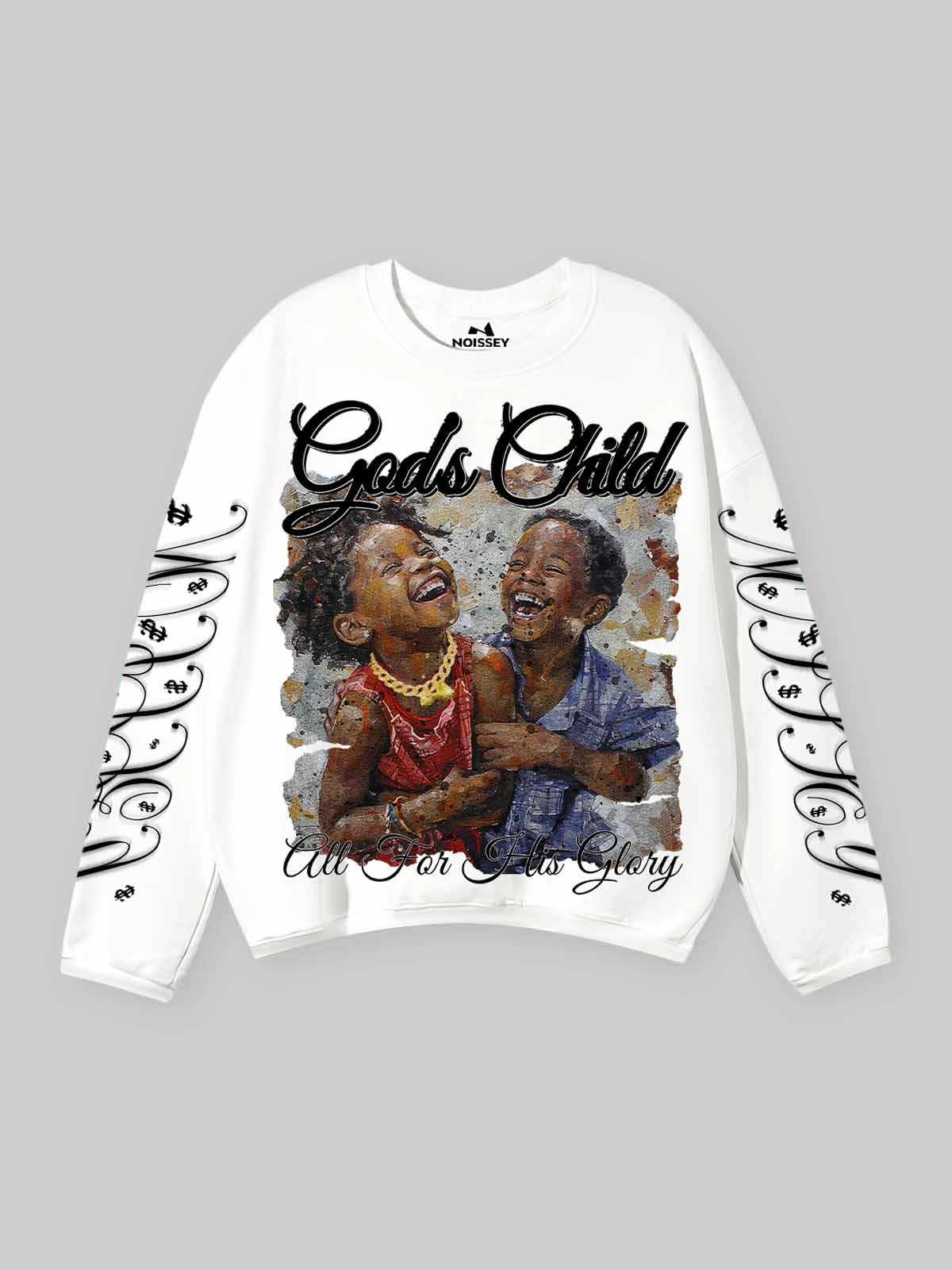 GOD'S CHILD Gradient Print White Air-Cotton Long Sleeve
