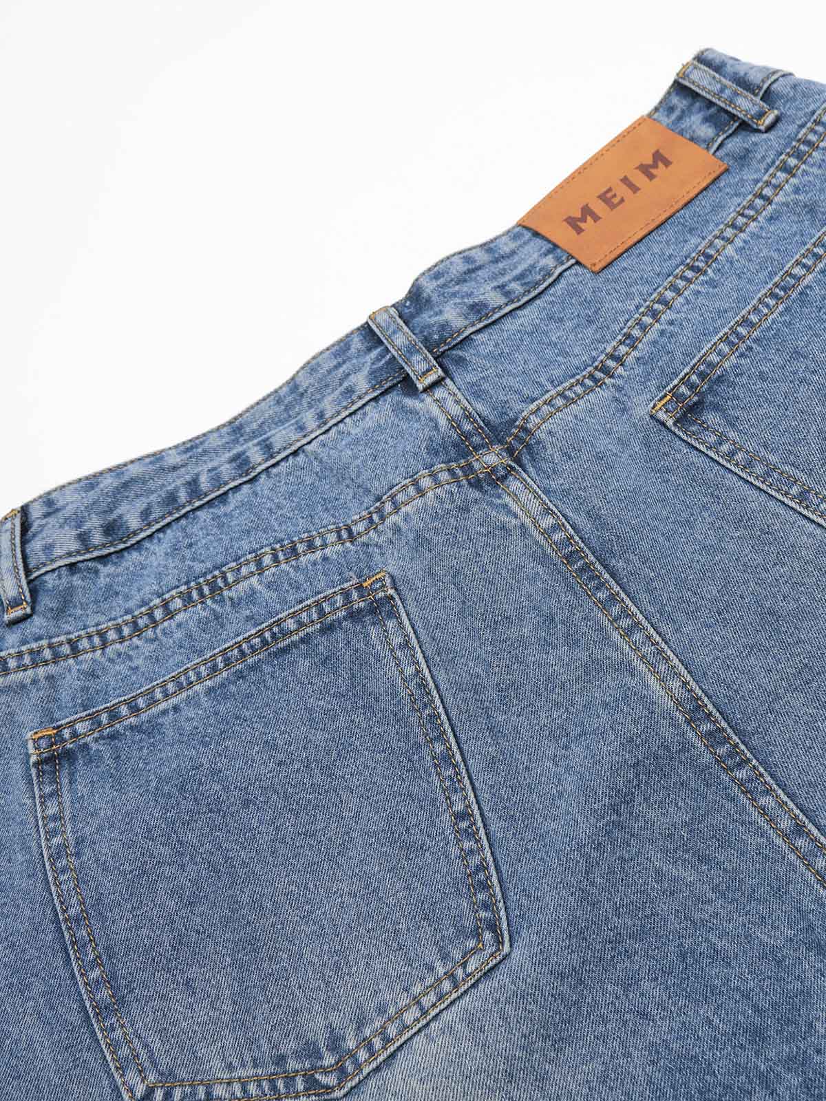 Blue Straight-leg Center-crease Jeans