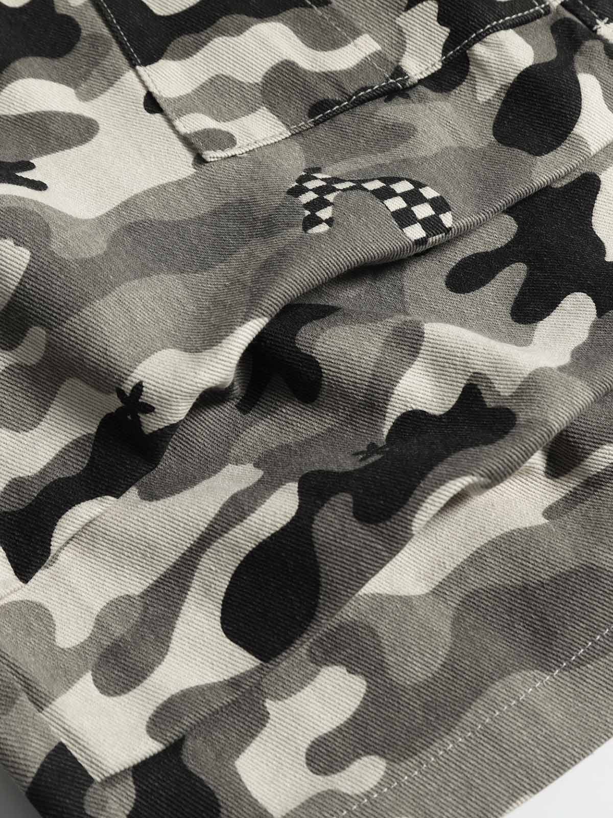 Camouflage straight-leg mid-length jeans size smaller