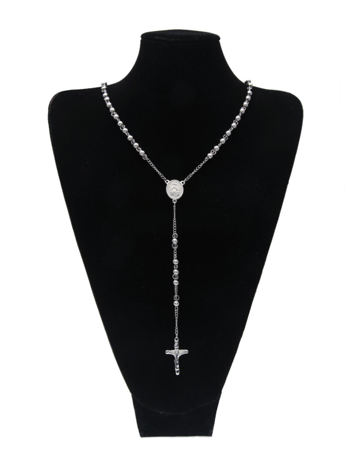 6mm HipHop Rosary Stainless Steel Bead Necklace