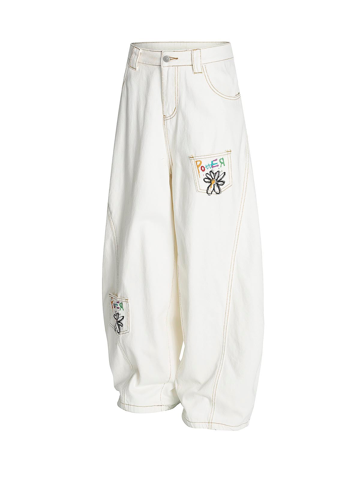 High-Street Design Curved-Leg Pants