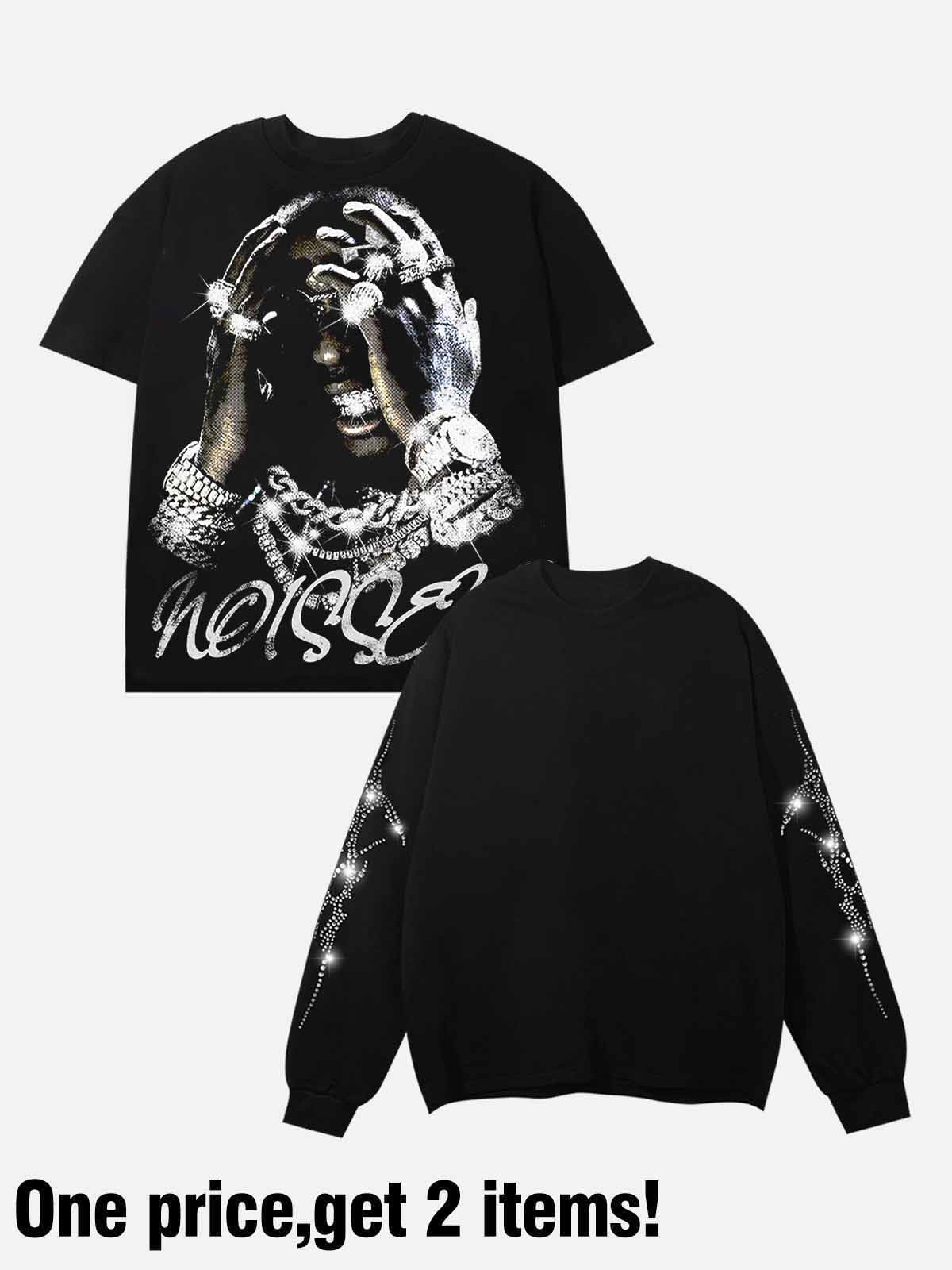Artists' Sparkling Jewelry Print Long-Sleeve T-Shirt