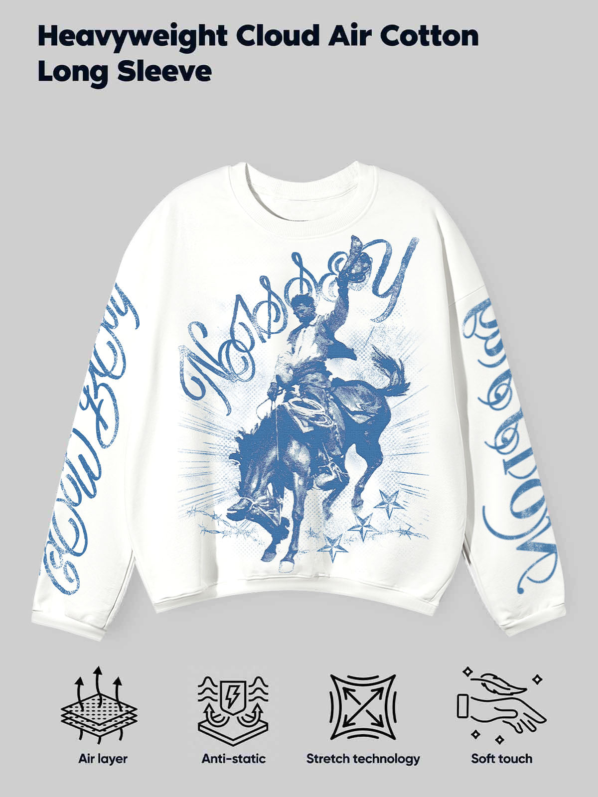 Blueprint Denim Art Print Air-Layer Long Sleeve