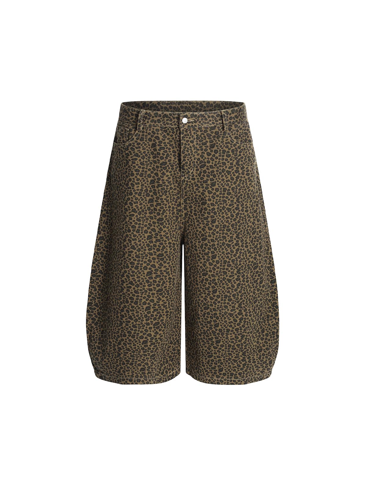 Leopard-Print Machete-Cut Middle split Jeans