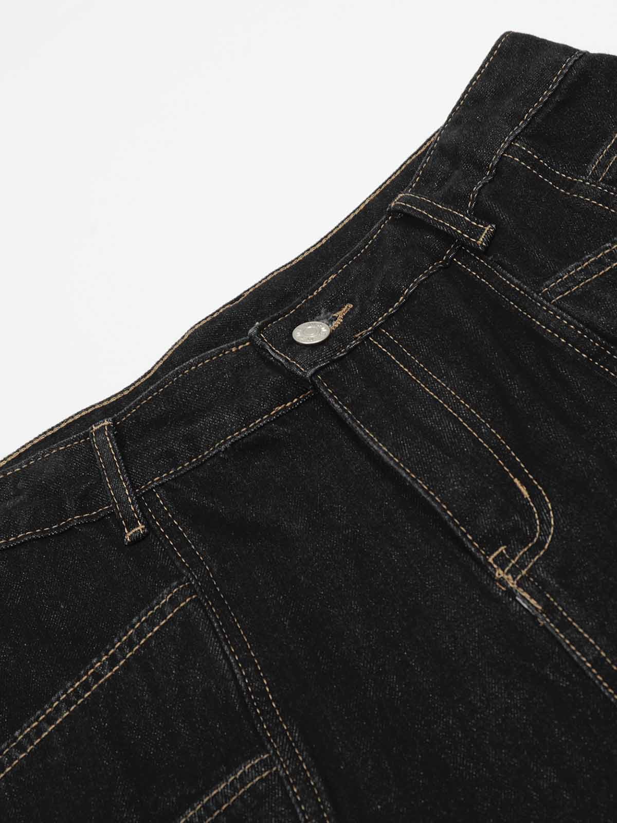 Pocket Straight-leg Mid-rise Jeans