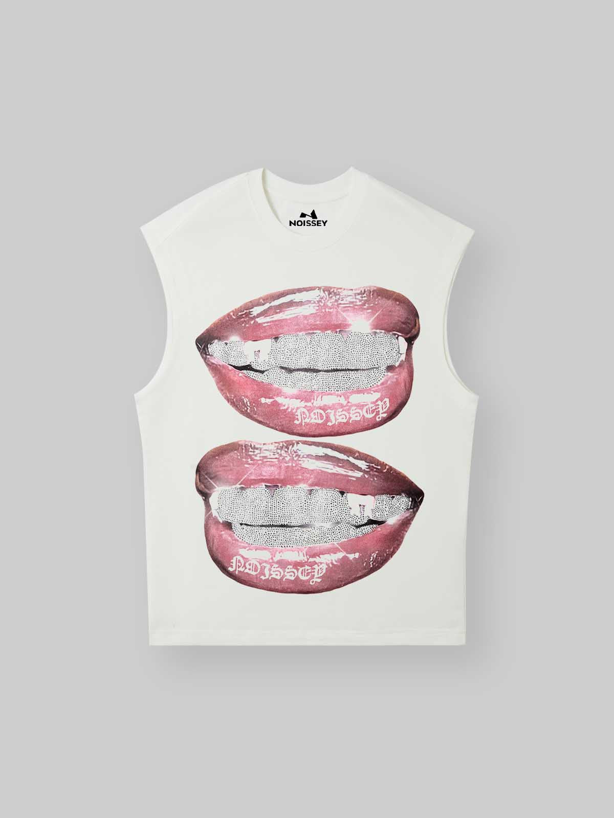 Glittering Diamond Grills Print Tank Top
