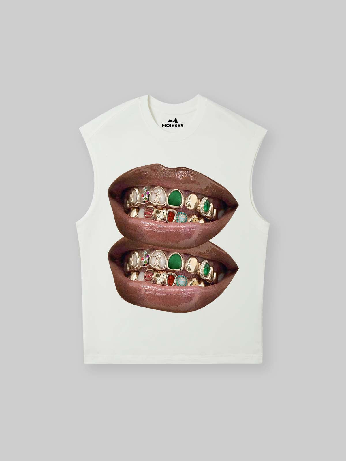 Gold & Jade Unique Grills Lip Print Tank Top