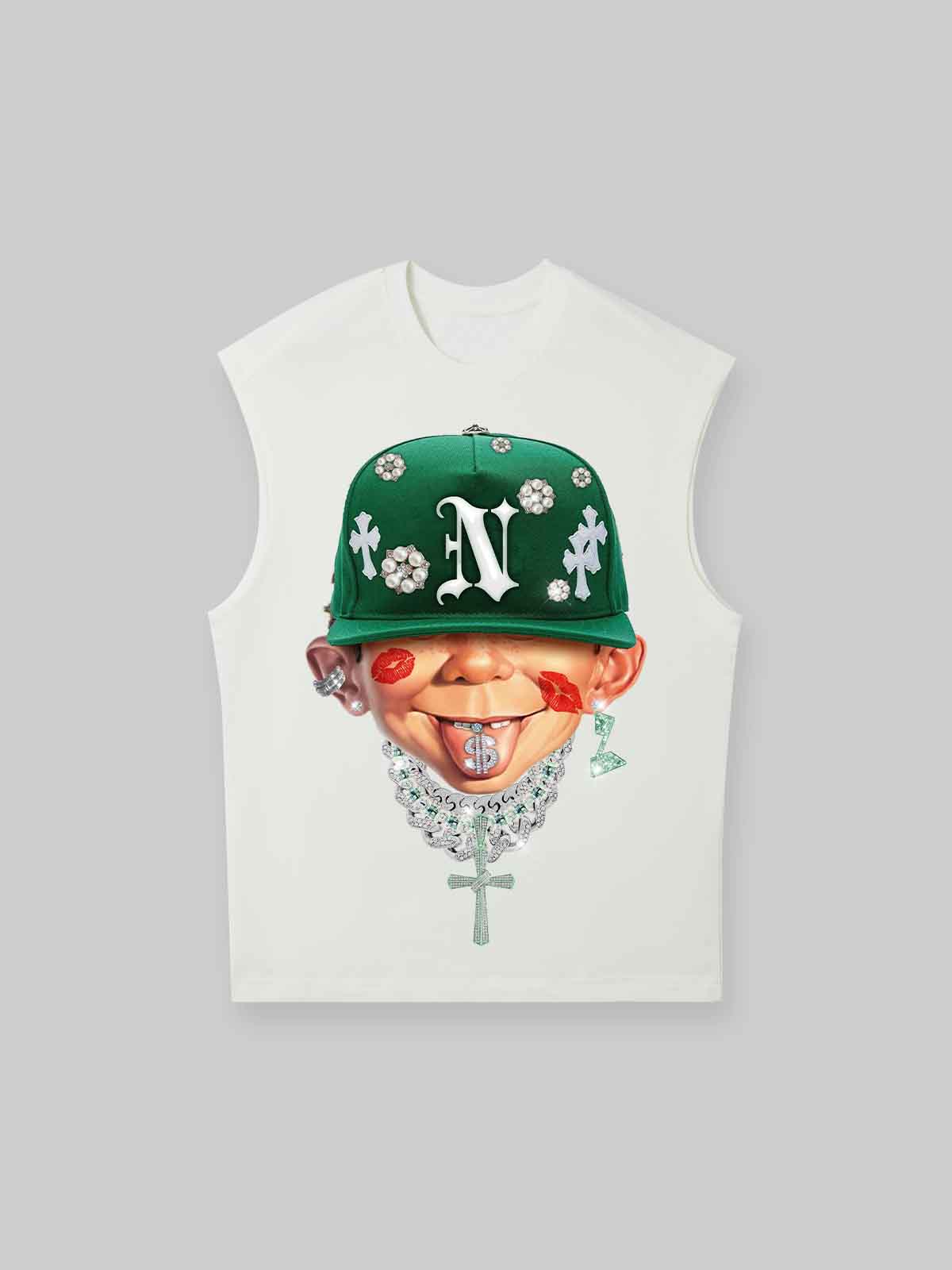 Bad Boy Green Diamond Print Tank Top