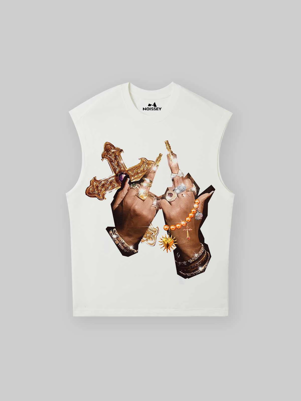 FUCK Diamond Ring Finger Print Tank Top