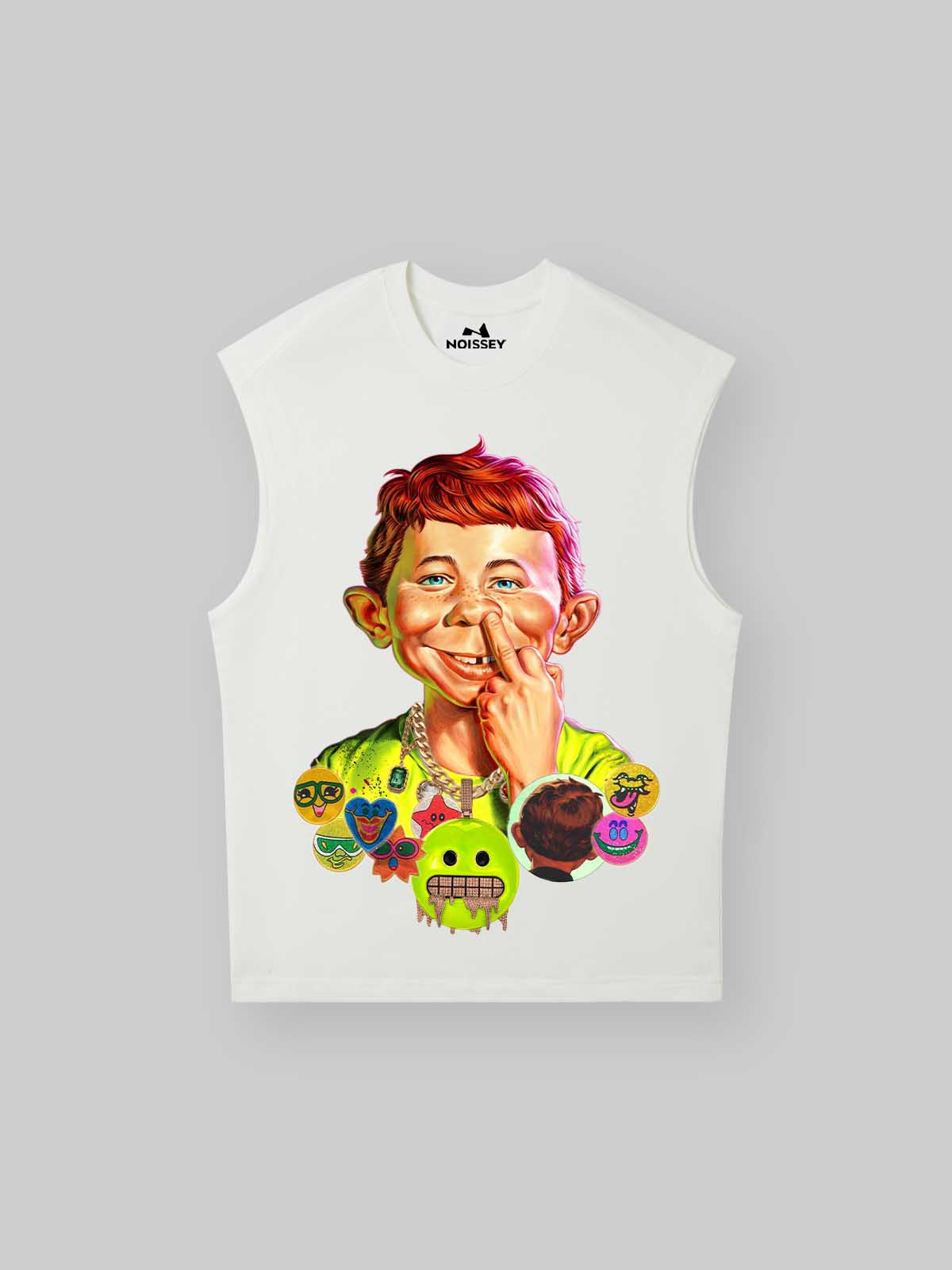 Bad Boy Hip-Hop Style Distressed Print Tank Top
