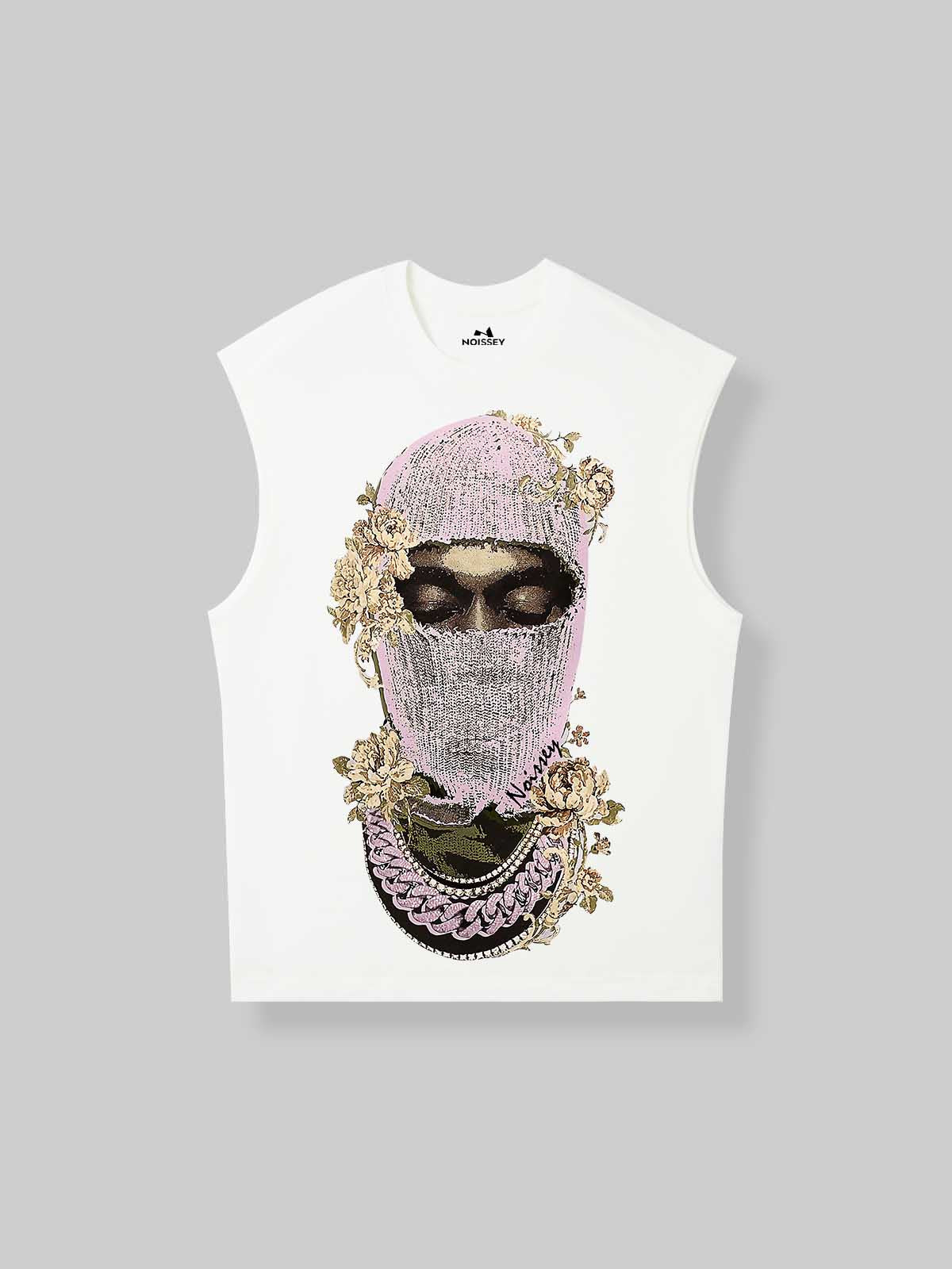 Vintage Knit Balaclava Print Tank Top