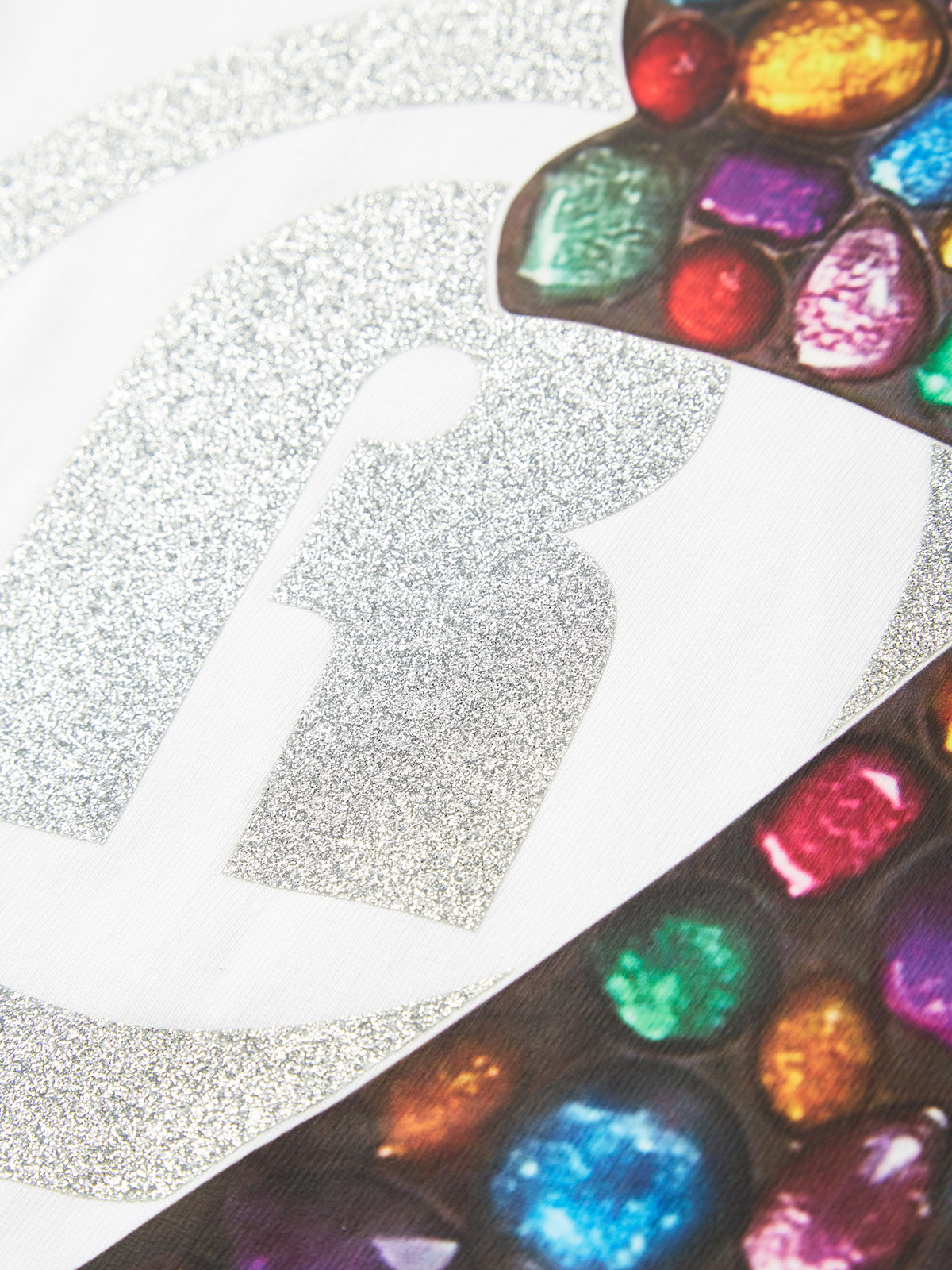T-shirt imprimé texte scintillant avec croix en pierres précieuses BOUNCE BACK©