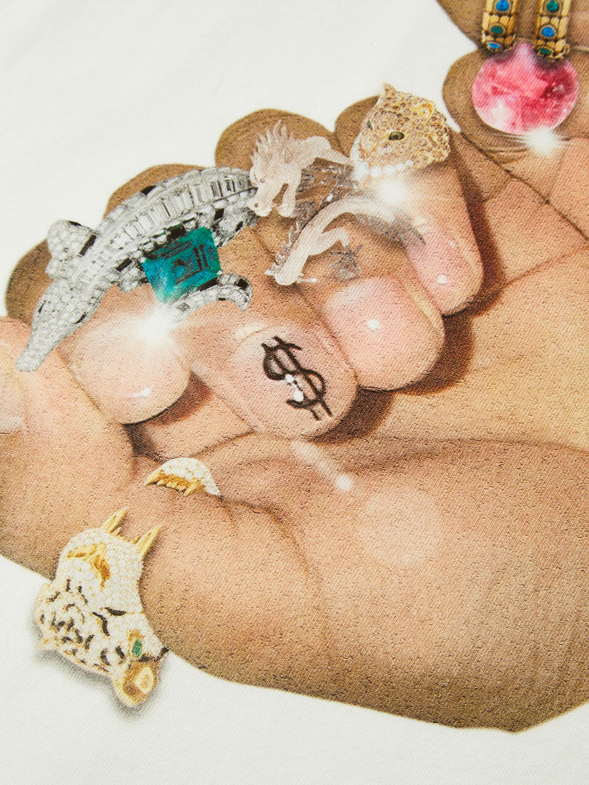 T-shirt bébé imprimé bague en diamant avec graffiti au doigt