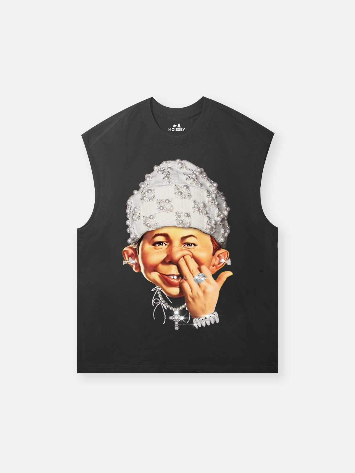 Bad Boy Headband Pearl Hat Printed Tank Top