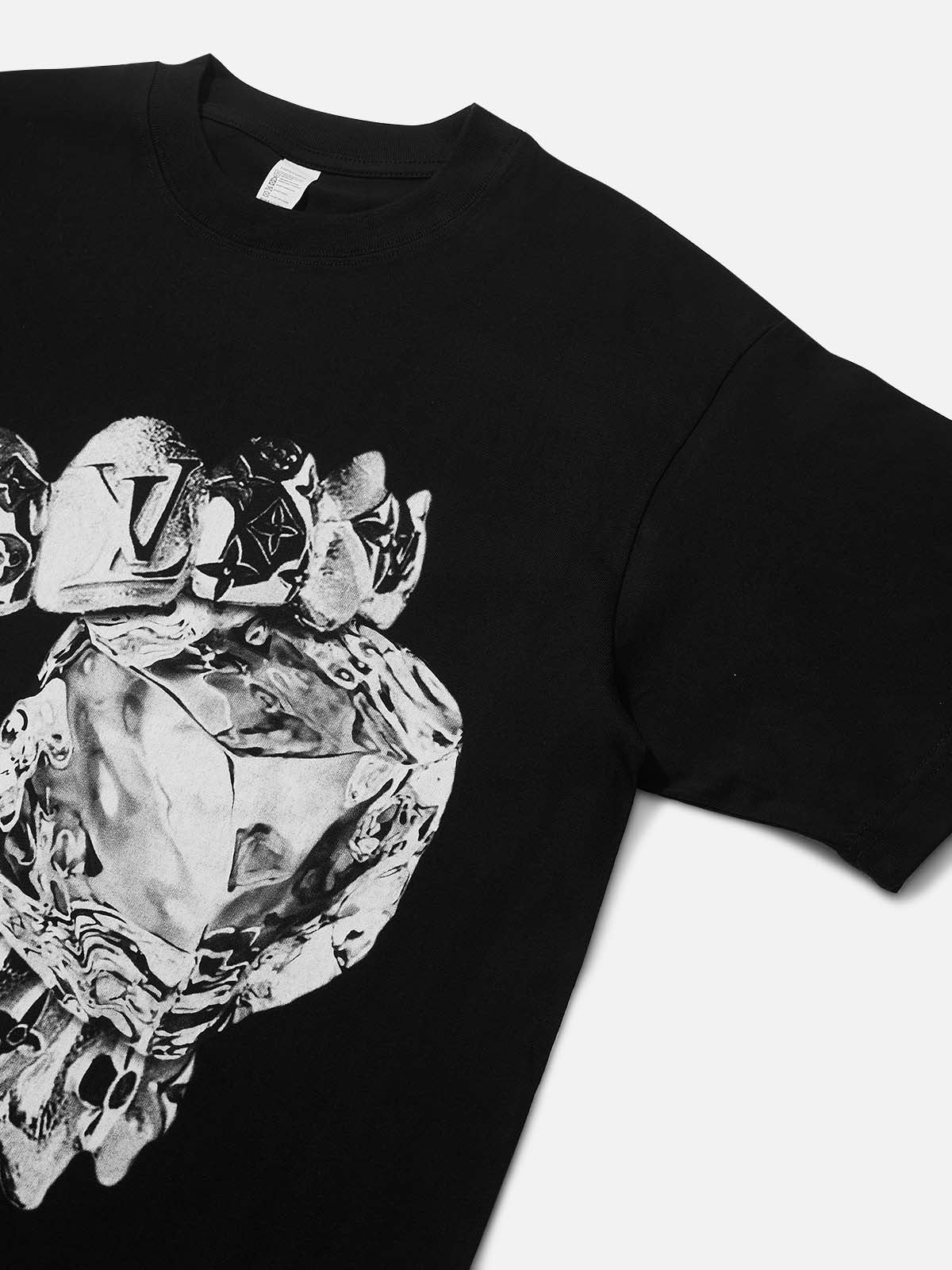 Boxy oversized T-shirt Liquid Metal Teeth and Ice Cube Art Print