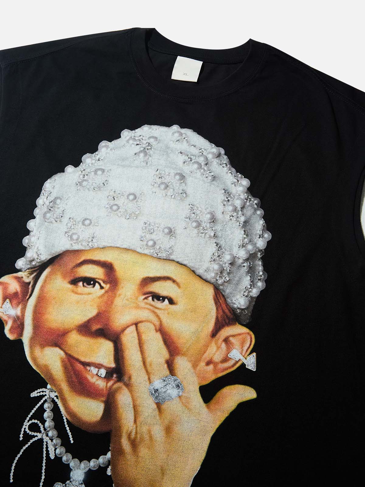 Bad Boy Headband Pearl Hat Printed Tank Top