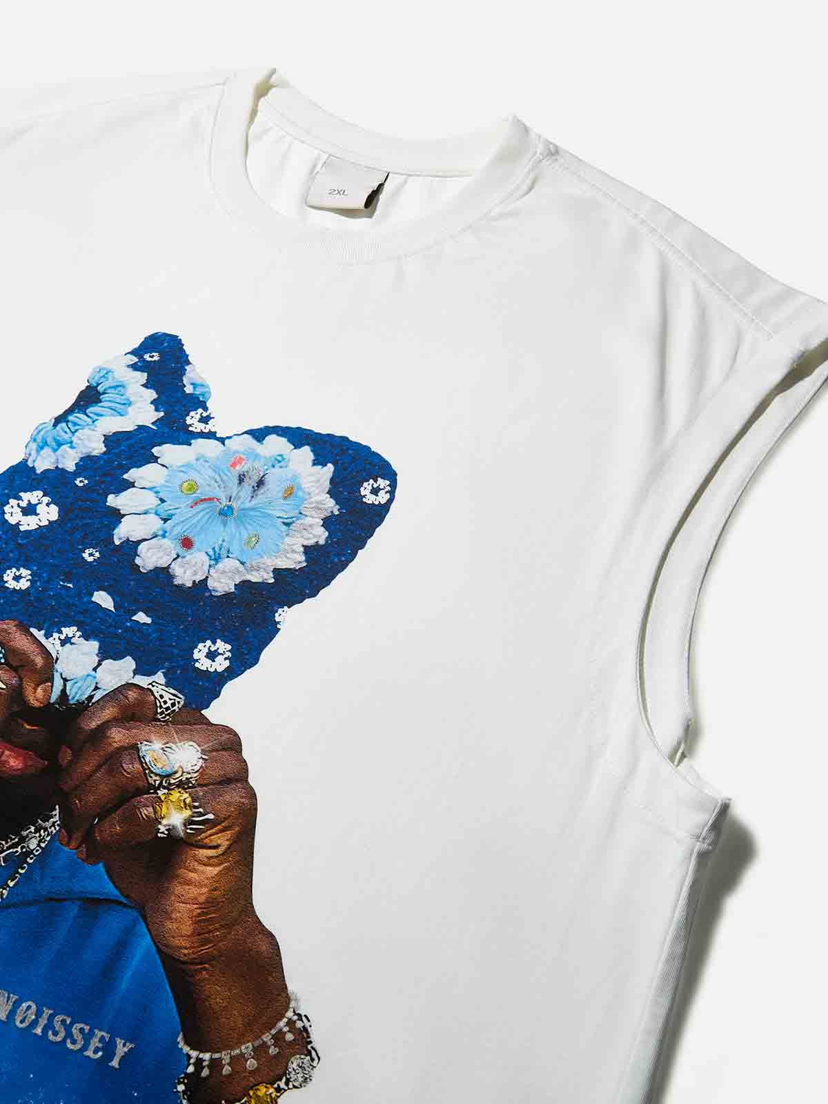 Sapphire Blue Knit Hat Wash Blue Print Tank Top
