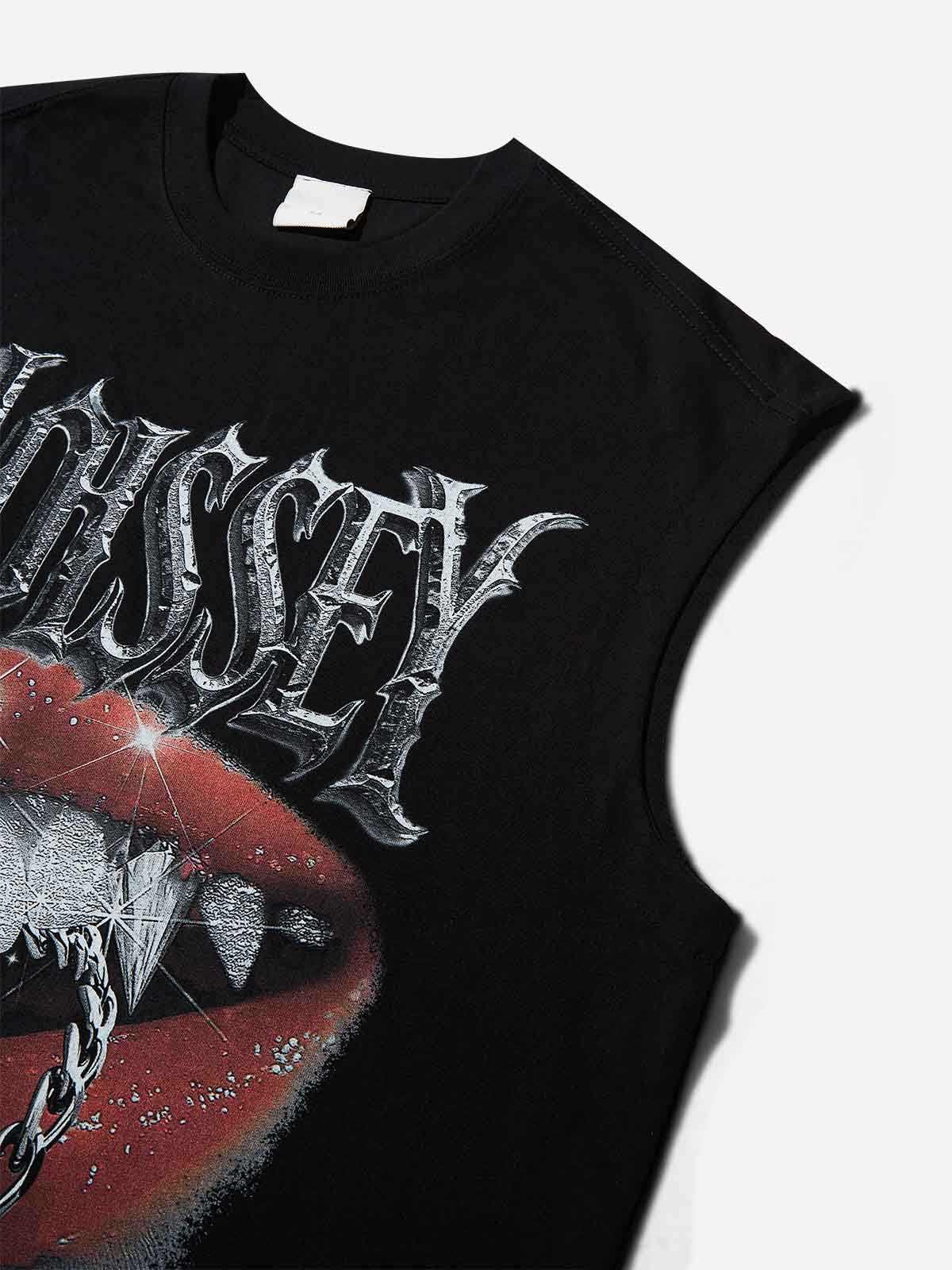Diamond Devil Lips Print Tank Top