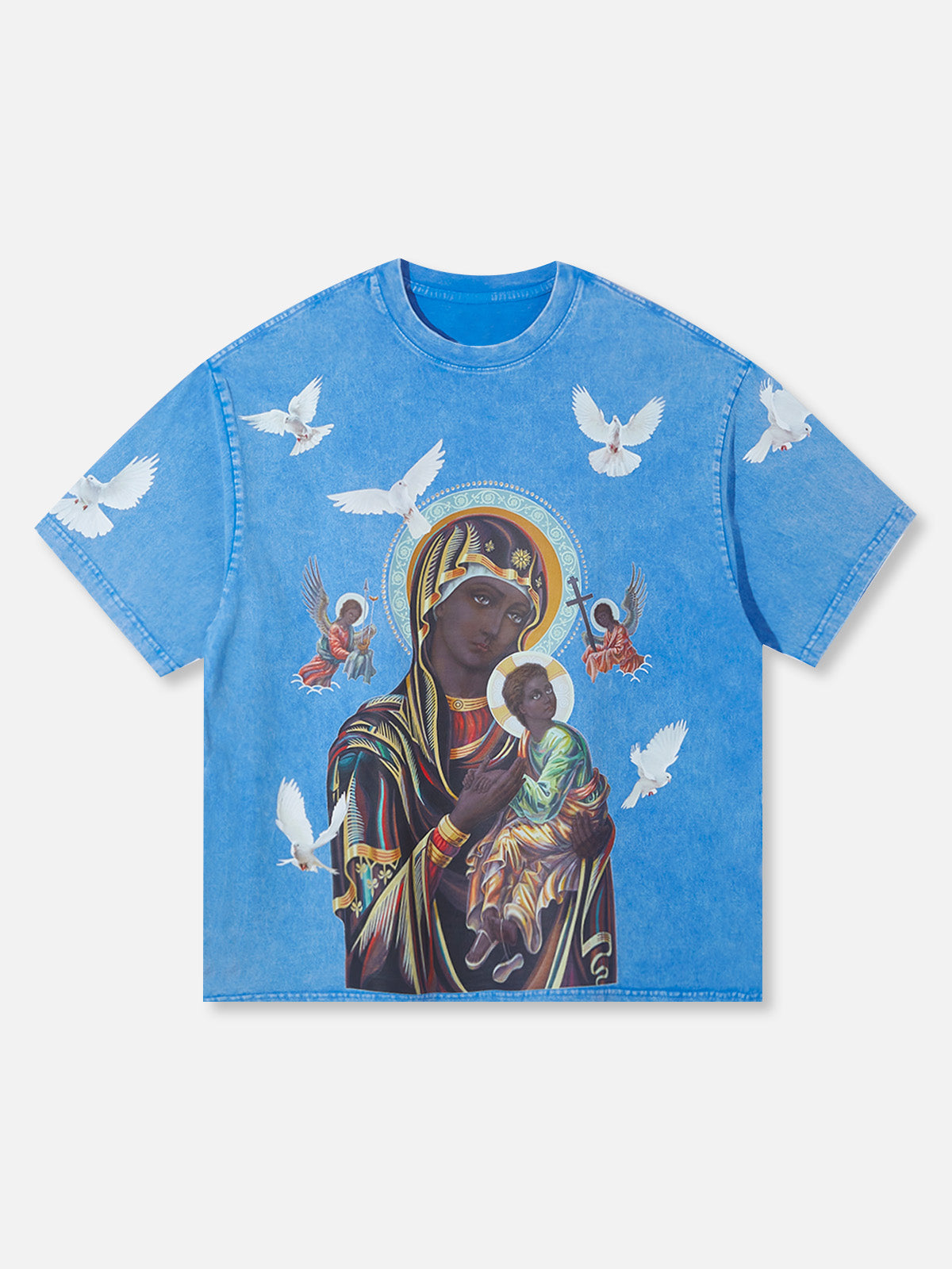 Black Madonna and Child Color Blue T-shirt