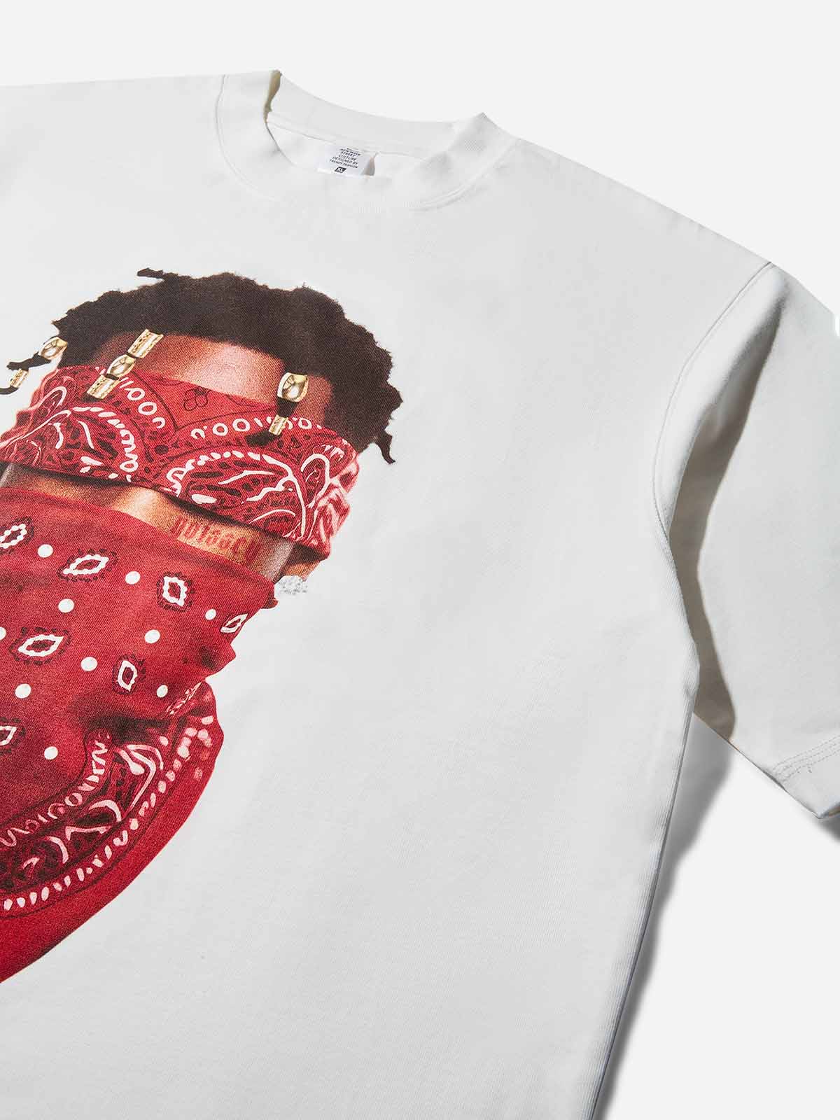 High Quality Red Paisley Bandana Face Mask Print 350g T-shirt