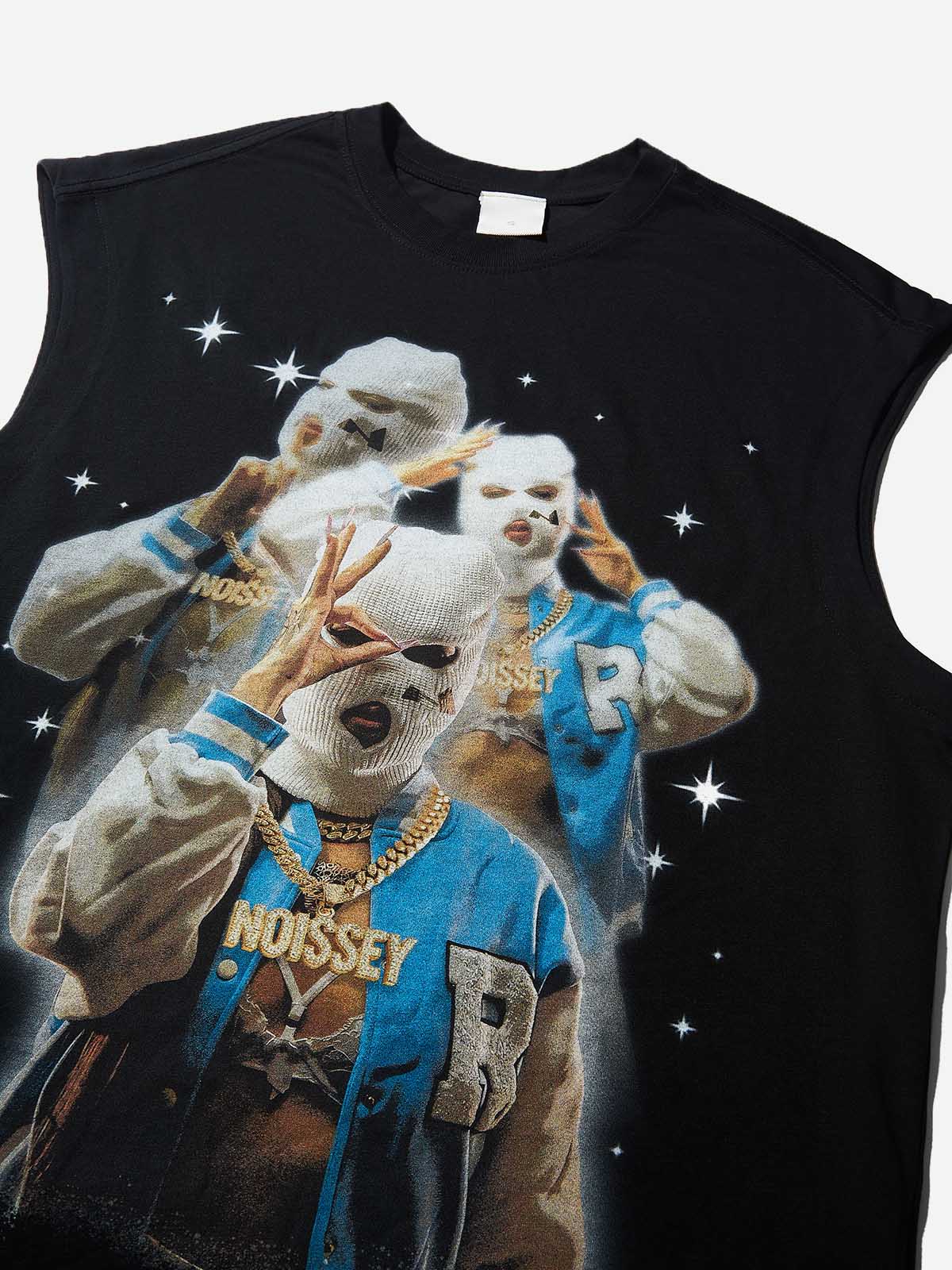 Balaclava Character Print Tank Top